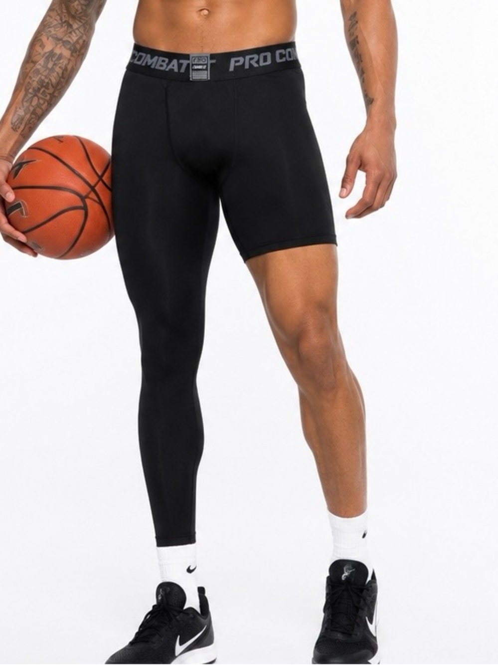 Pro Combat Asymmetrical One Leg Compression Tights Black 2XL Athletic Basketball